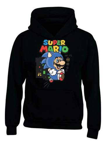 Buzo Capota Super Mario Sonic Hoodies Saco Black Series