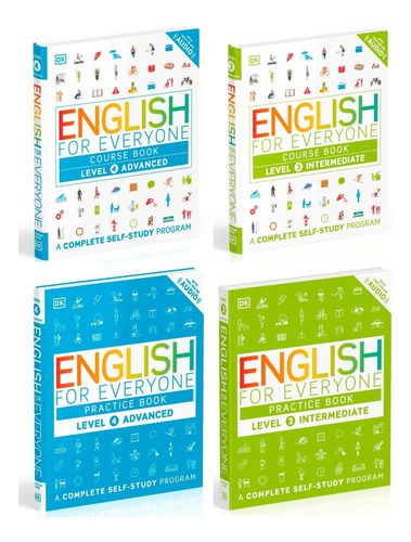 English For Everyone: Intermediate And Advanced Box Set: Course And Practice Books Four-book Self-study Program - Box Com 4 Livros  - Importado - Novo 