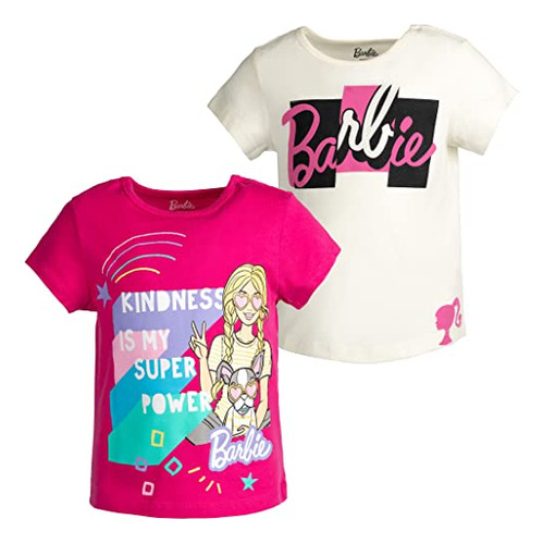 Paquete De 2 Camisetas Estampadas De Barbie Para Niñas Peque