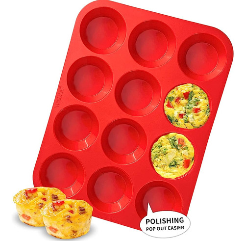 Walfos Silicone Muffin Pan - 12 Tazas De Sartén Para Cupcake