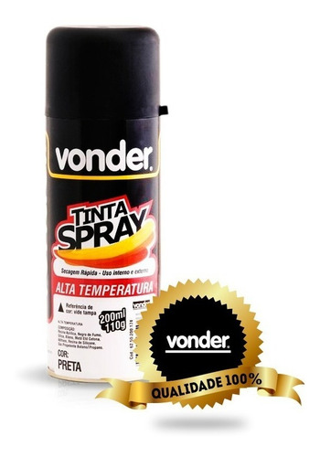 Tinta Spray Alta Temperatura Preto Fosco Escapamento Moto