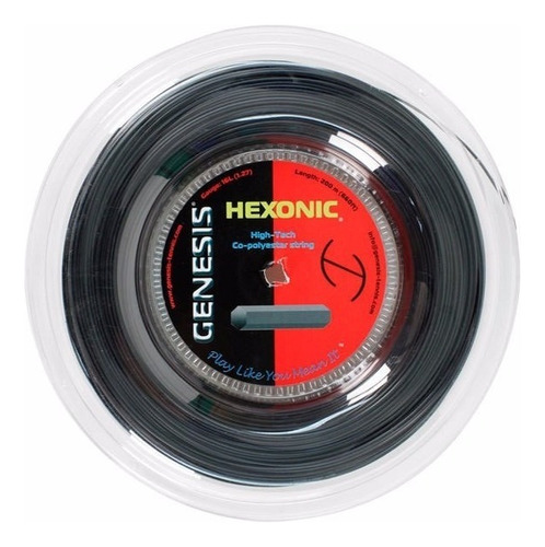 Cuerda Para Raqueta Genesis Hexonic Rollo 200 Mts Negra