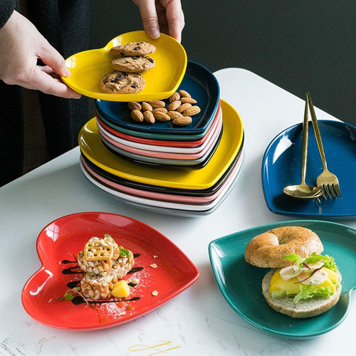 Juego Platos Cerámica 2 Pcs Ensalada Corazón 20.32 Cms