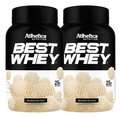 Kit 2 Suplemento Best Whey Iso Hidro Beijinho 900g Atlhetica Sabor Sem Sabor