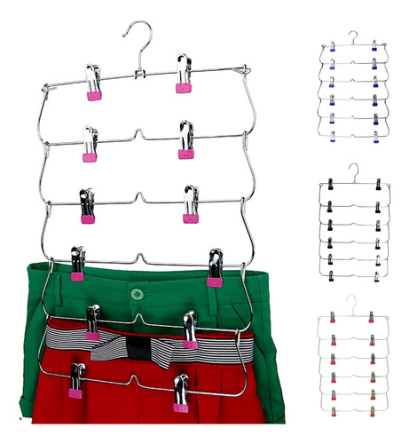 2 Piezas Percha Plegable Con Clips Organizador De Armario