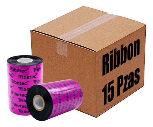 15 Ribbon De Cera Eco 110x450 Mts Para Impresora De Etiqueta Color Negro