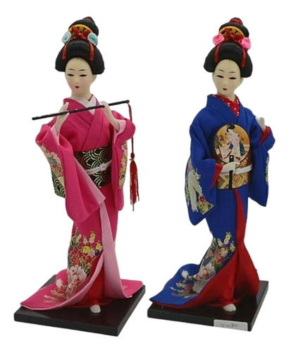 2 Piezas Figurita De Geisha Japonesa Decoración De Muñecas