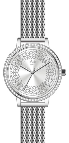 Reloj De Mujer V1969 Italia 1121-11 Plateado Con Diseño