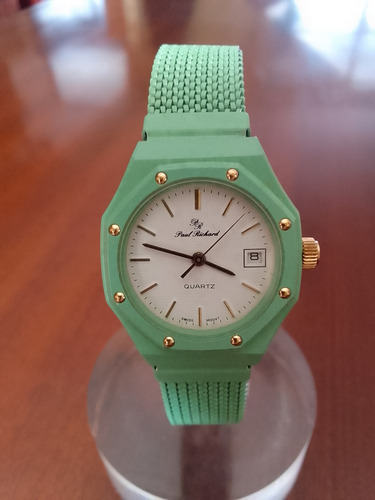 Reloj De Mujer Suizo Paul Richard - Malla Extensible Verde Agua Verde Agua Blanco (Usado)