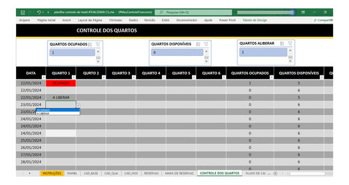 Planilha Excel Controle De Reservas Em Hoteis E Pousadas