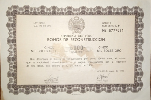 Bono De Reconstruccion De 5000 Soles