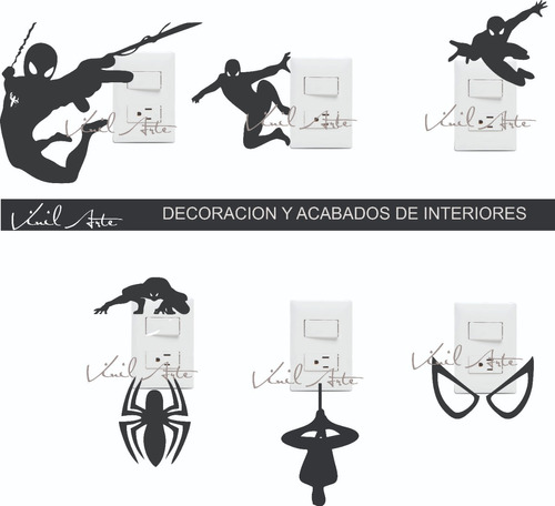 Decoración En Vinil  Spiderman Para Apagadores Ventana Laps 