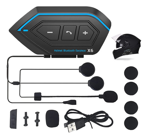 Audífonos Para Casco De Motos X6 Bluetooth Impermeables