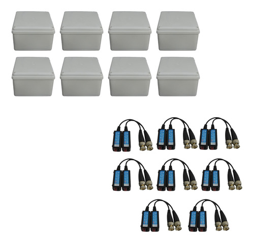 8 Pares Video Balun De 5 Mp 4k  + 20 Cajas De Paso 10x10