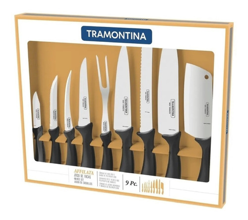 Juego X9 Cuchillo Acero Tramontina Affilata Cocina Chef Pan