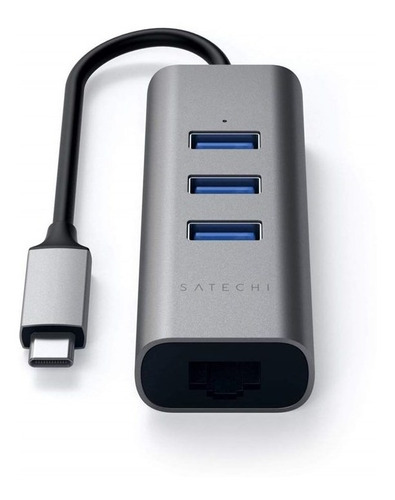 Hub USB-C Satechi de 3 puertos USB-A + Ethernet Space Grey