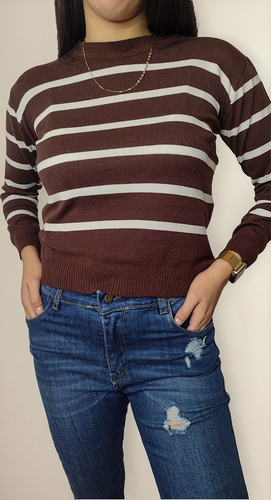 Sweater De Bremer Rayas Negra De Dama