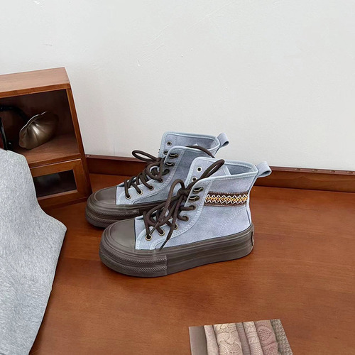 Zapatos Altos De Mujer De Estilo Retro Americano 2023 New Ni