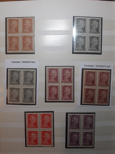 Filatelia Lote 15 Cuadros Mint Año 1952 Argentina