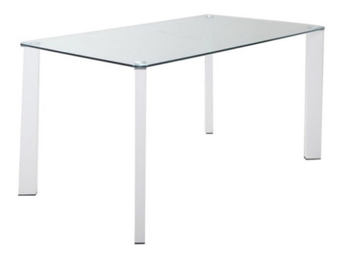 Mesa De Comedor Indra Vidrio 140cm Moderna Cromo