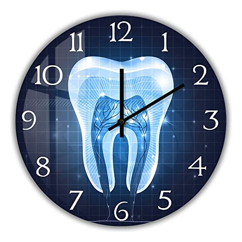 Reloj De Pared Silencioso Diseño Dental Abstracto Azul...