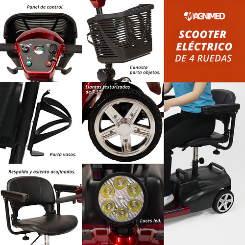 Silla De Ruedas Lujo Scooter 4 Ruedas Color Negro
