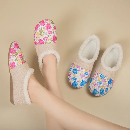 Zapatos De Algodón, Cálidos, Informales, Con Tacón Plano, Su