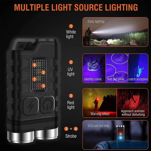 Linterna Led V3 Superbrillante, Fluorescencia, Llavero