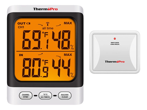 Thermopro Tp62 Higrometro Digital Inalambrico Termometro