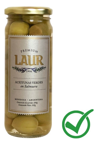 Aceitunas Verdes Premium En Salmuera Con Carozo  Laur 