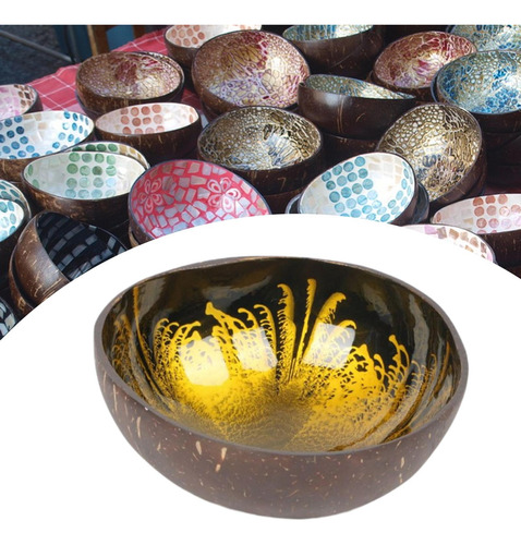 Cuenco Decorativo De Coco, Contenedor Para Aperitivos Oro