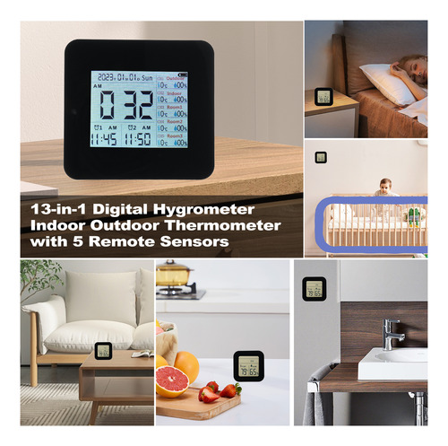 Termómetro Higrómetro Digital 13 En 1 Para Interiores Con 5