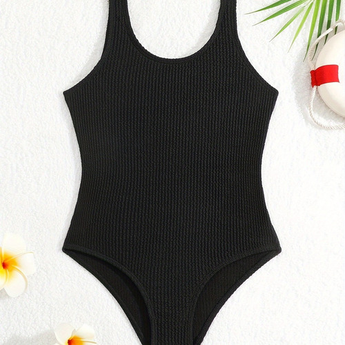 Traje De Baño De Una Pieza For Niñas Con Cuello En U For