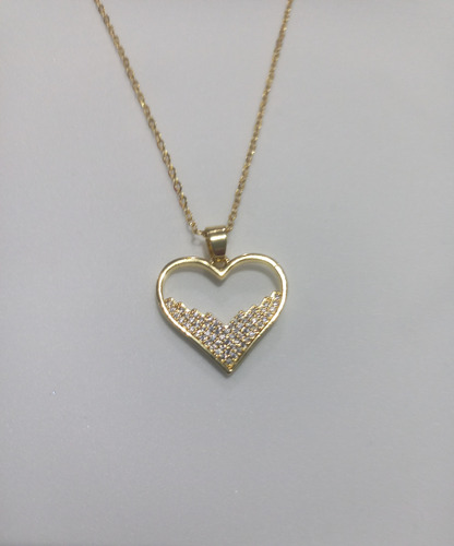 Hermoso Collar, Dije Corazón, Oro Laminado