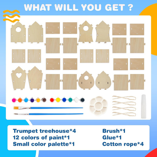 Bellochiddo Kit De Manualidades Para Casa De Pájaros Para Ni