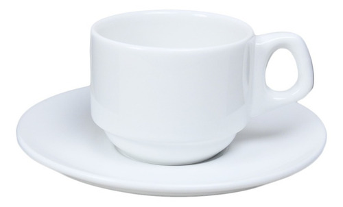 48 Tazas Y Platos Porcelana 220 Ml Restaurante Y Cafeteria Color Blanco