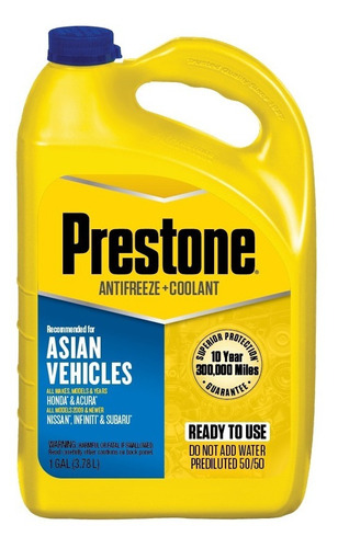 Prestone Antifreeze/coolant 50/50 Asian Blue Color Azul 