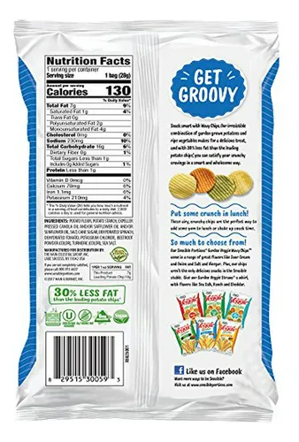 Chips De Vegetales Sensibles, Sal Marina, Tamaño Snack, 1 Oz