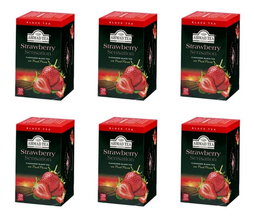 Té Ahmad Tea Té Negro Con Frutilla 20 Bolsitas  (pack 6) 