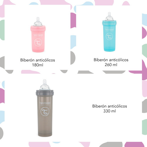 Biberon Twistshake Anticolicos 180ml Gris Pastel