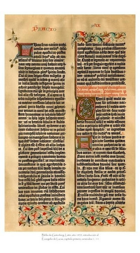 Lienzo Pág. Latín Biblia Gutenberg 1455 Evangelio San Lucas