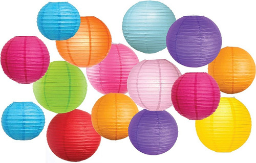 Set X20 Lampara China Papel Arroz Colores Surtidos 35cm