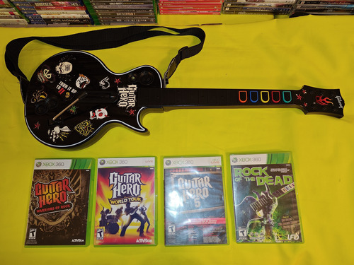 Guitarra Para Xbox 360 Y 1 Juego De Guitarhero A Escoger (Usado)