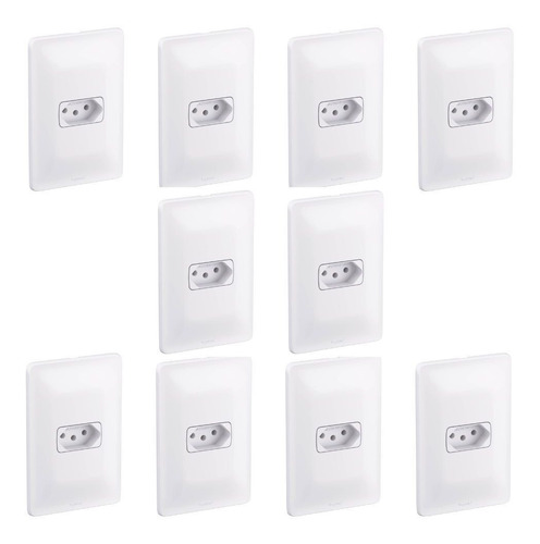 Kit 10 Tomada 20a Pial Zeffia Conjunto Completo 4x2 Cor Branco