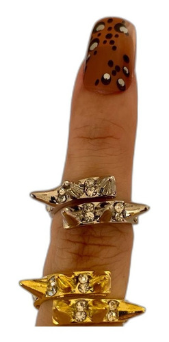 Imagem 1 de 5 de Anel Aberto Dourado Spikes