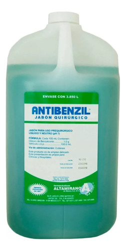 Jabón Quirurgico Antibenzil 3.850 Litros Desinfectante