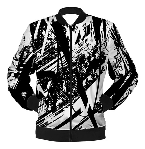 Chaqueta De Hombre Con Cuello Alto Estampado Con Cremallera