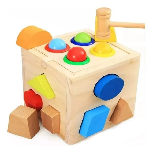 Juego Didáctico Cubo De Figuras Geométricas Color Montessori