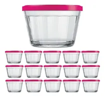 Comprar 15 Tigelas De Vidro Americano C Tampa Gelatina Papinha 350ml