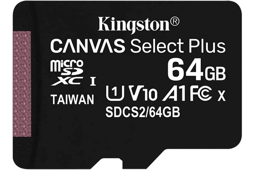 Micro Sd Kingston 64gb Canvas Select Plus A1 V10 U1 100mb/s